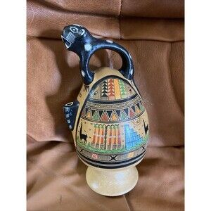 Vintage Cusco Peru Ceramic Hand Painted Jug/ Pitcher